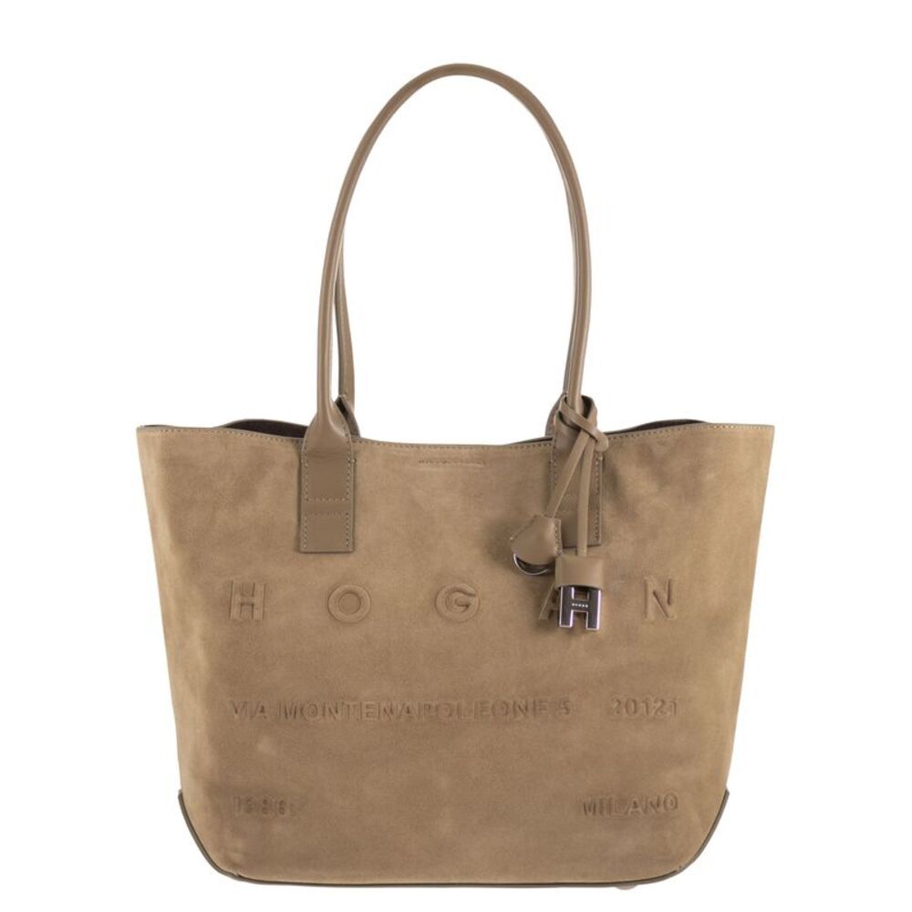 Hogan Women Suede Tote Bag With Embossed Logo